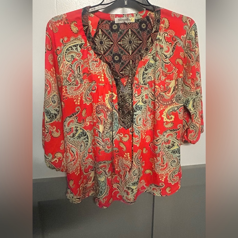 Vibrant Paisley Blouse with Intricate Design